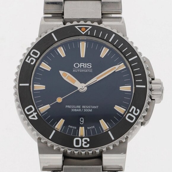 WATCH ORIS 7653 Aquis black SS AT - Picture 1 of 11